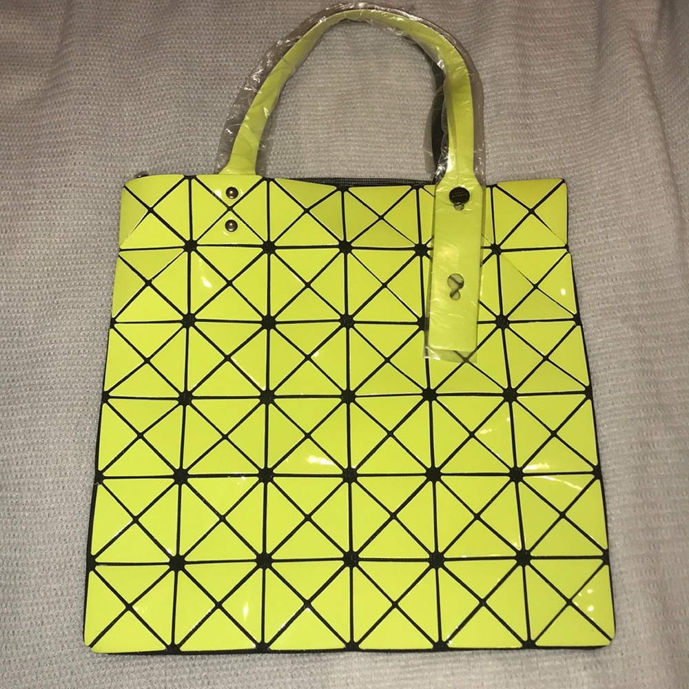 Neon Yellow Geometric Tote Bag